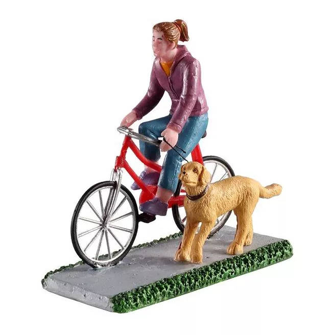 Personnage Lemax Vélo en promenade