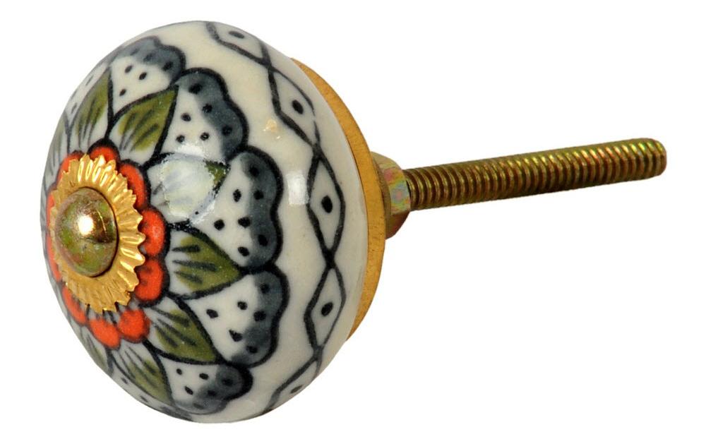 Möbelgriff handgemacht, Ø 4 cm, Mehrfarbig/GoldMöbelknauf mit Muster