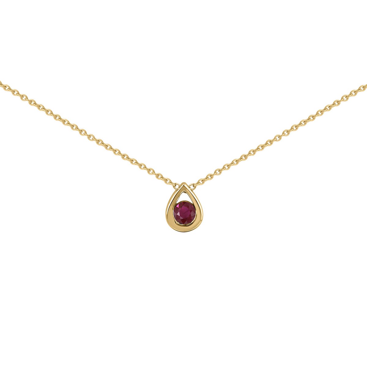 Collier Brillaxis forme goutte avec rubisor jaune 18K