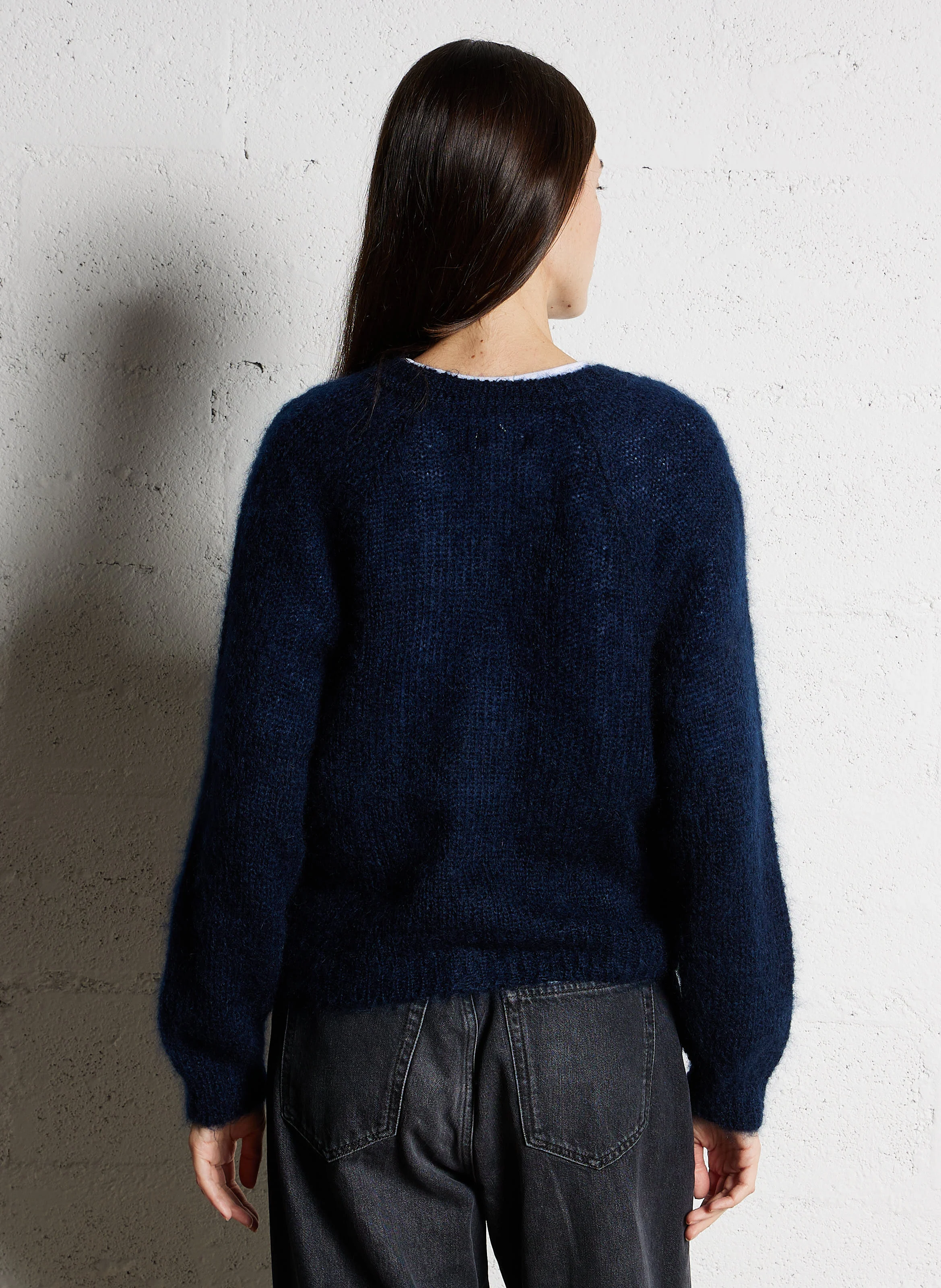 CHALOHA - Gilet col V en laine mélangée | Bleu