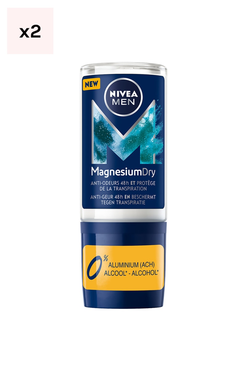 Duo de déodorants billes anti-odeurs 48h - Magnesium Dry - Homme - 2 x 50 ml