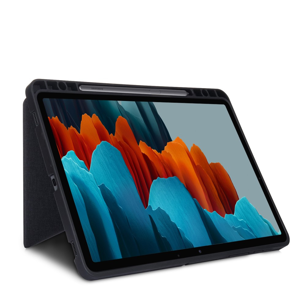 Samsung Galaxy Tab S8  Plus / Tab S7  Plus / Tab S7 FE 5G Leder Tasche Smart Cover Origami Flip Case - Schwarz