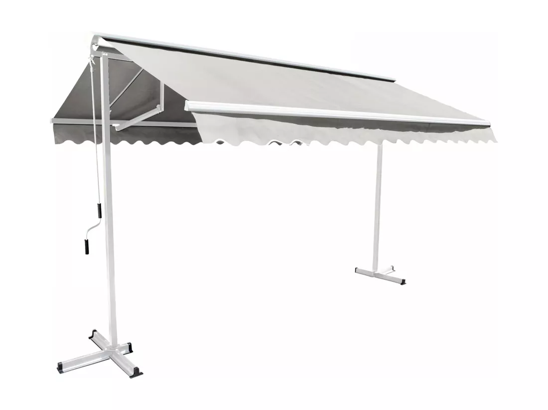 Store double pente 3x3m en aluminium écru