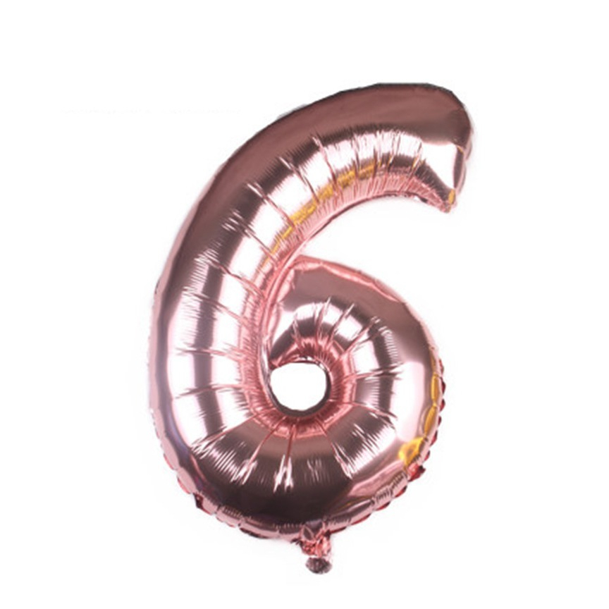 (80cm) Zahlen Ballon Geburtstags Party Luftballon Folienballon - Zahl 6 / Roségold