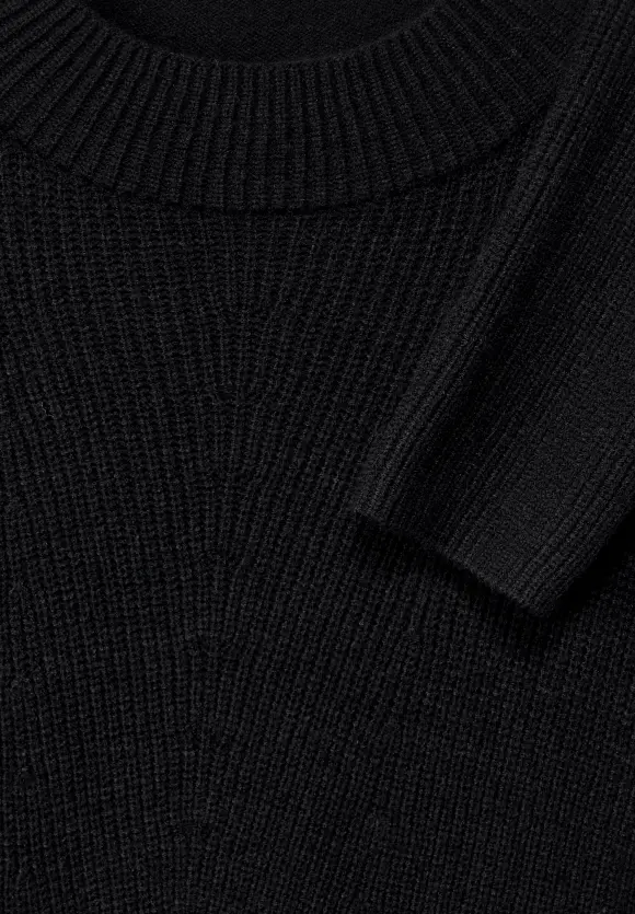 Strickkleid mit Stehkragen - Black