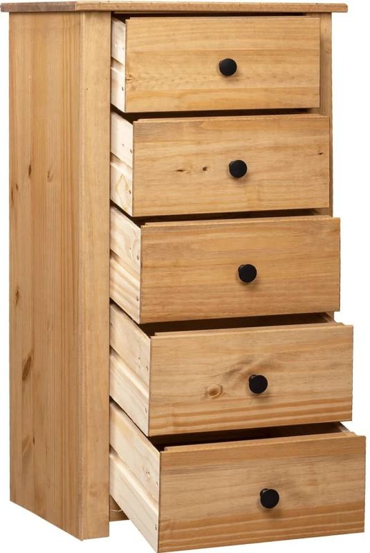 vidaXL - Dressoir Panama - Natuurlijke Houtkleur - Massief Grenenhout - 5 Lades