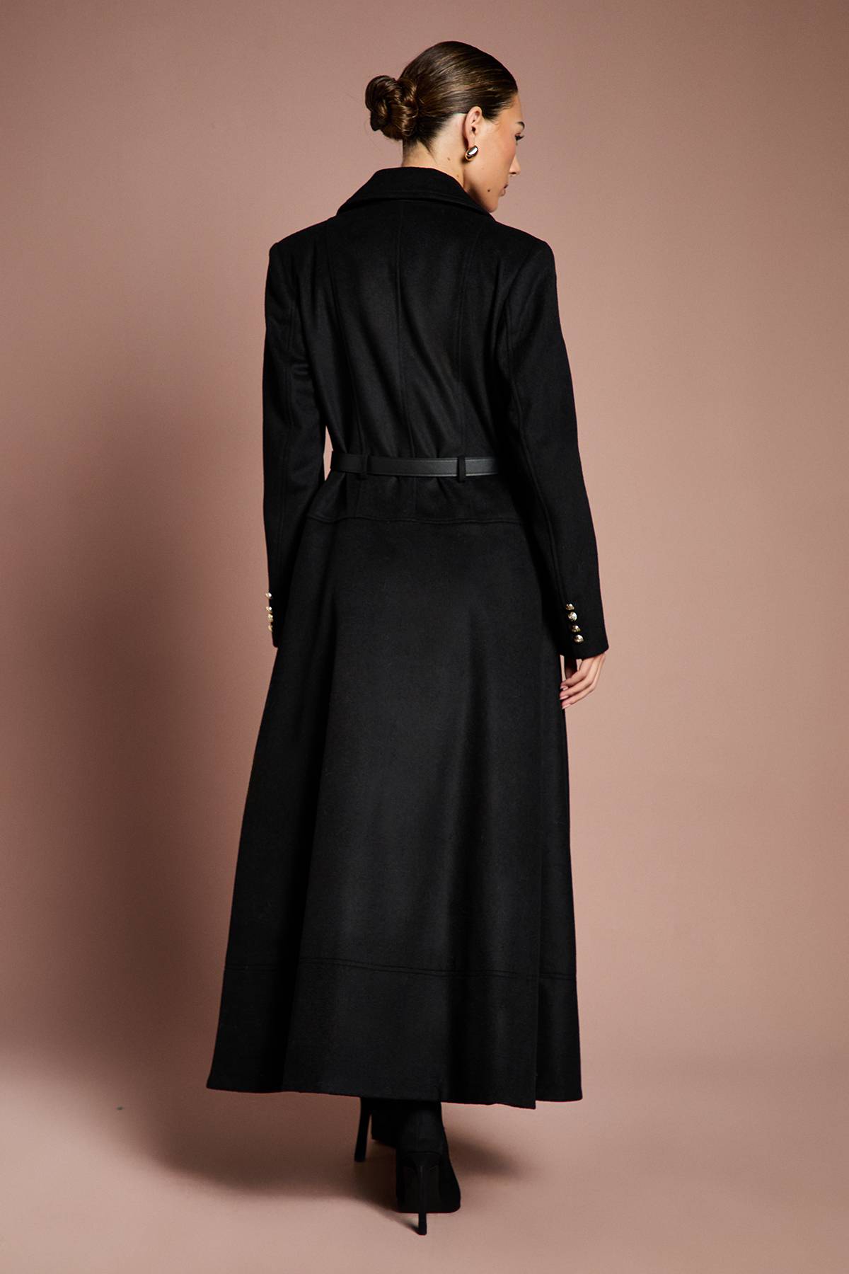Coast Manteau Long Lisa Tan de Cérémonie avec Détail Jupe et Ceinture