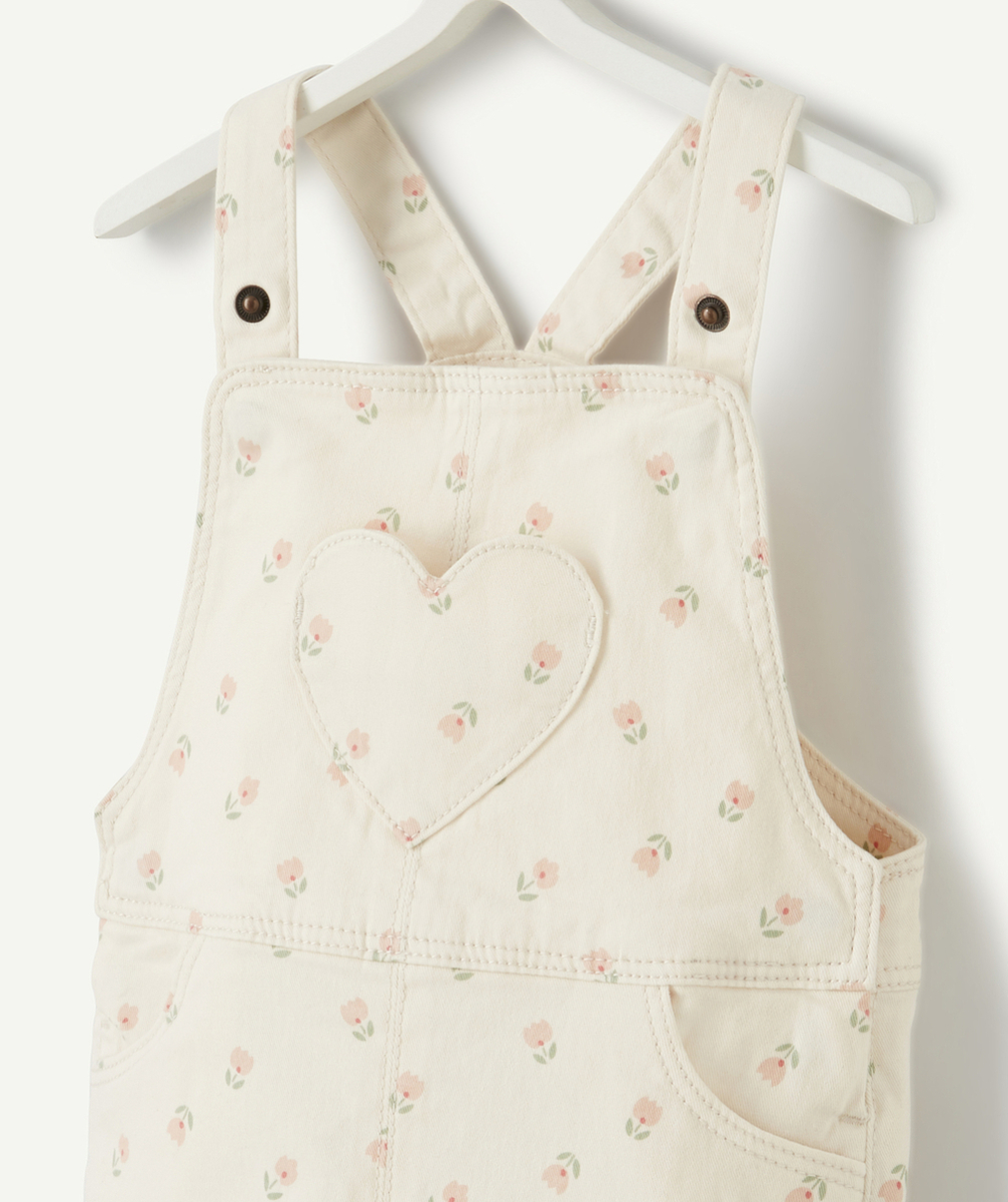 ROBE SALOPETTE BÉBÉ FILLE ÉCRUE IMPRIMÉE AVEC FLEURS