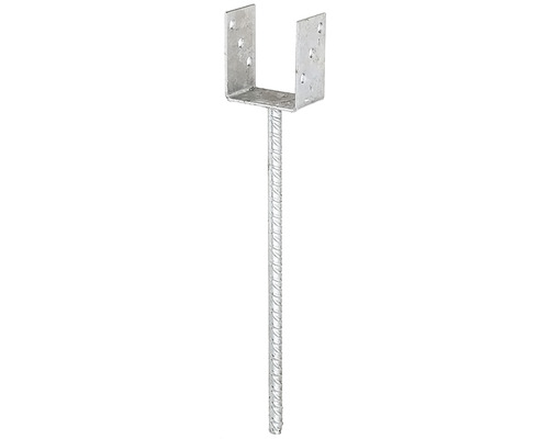 U-vormige paaldrager met betonanker, geribbeld staal, BxHxL 121/100/400 mm, thermisch verzinkt