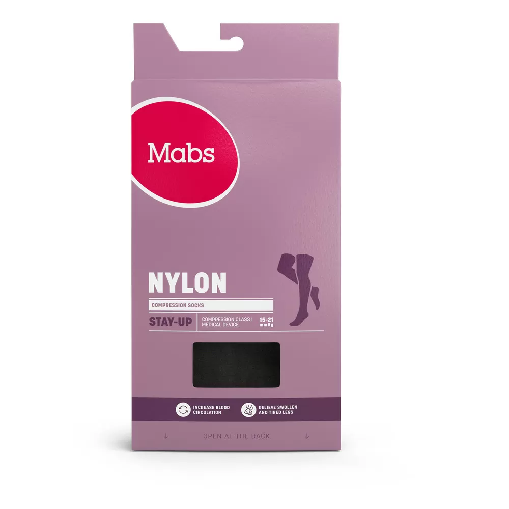 Mabs Nylon Stay Up Black - Flere størrelser