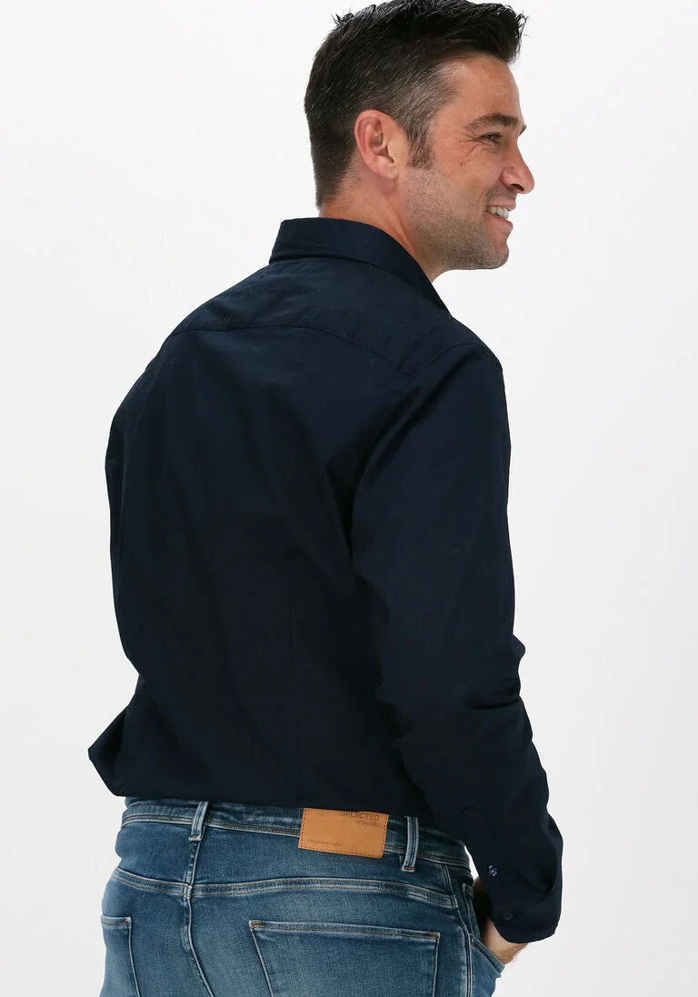 TOMMY HILFIGER blauwe tommy hilfiger casual overhemd core stretch slim poplin shirt