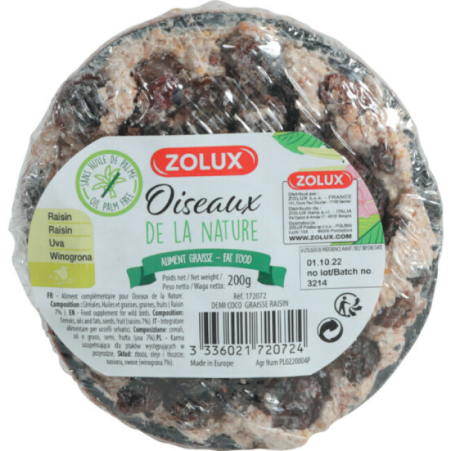 Demi coco avec graisse et raisins Zolux