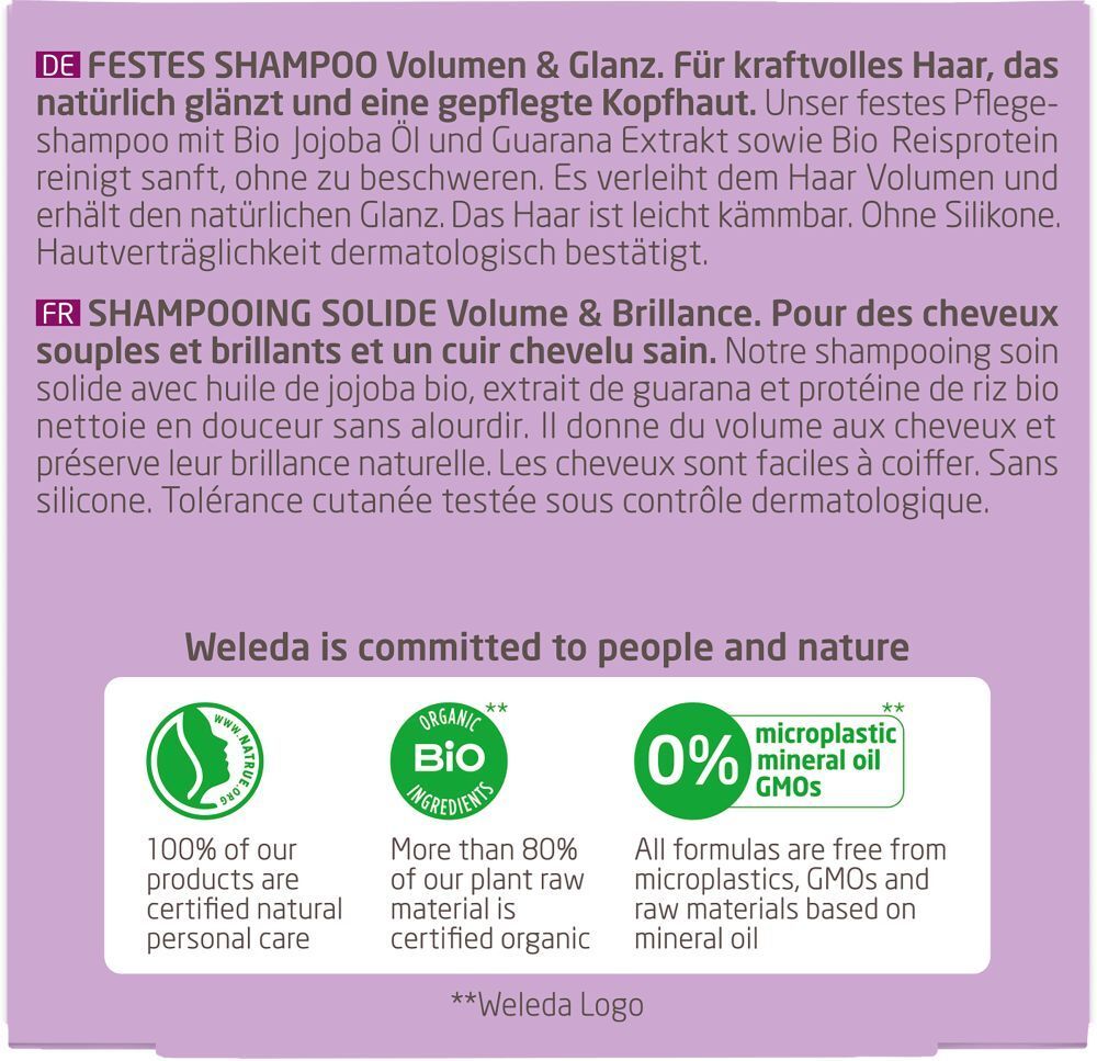 Weleda Festes Shampoo Volumen & Glanz - für feines & kraftloses Haar
