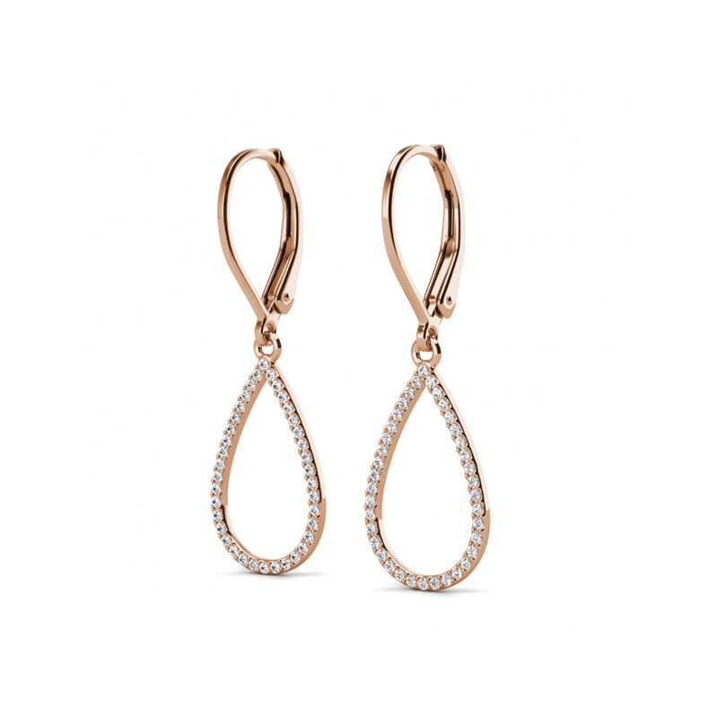 Boucles d'oreilles Laelia Dangling Hoop - Or Rosé et cristal