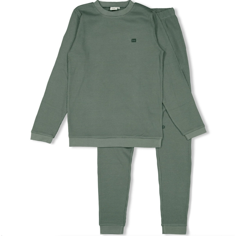 Feetje pyjama volwassenen wafel Family Edition Zeegroen