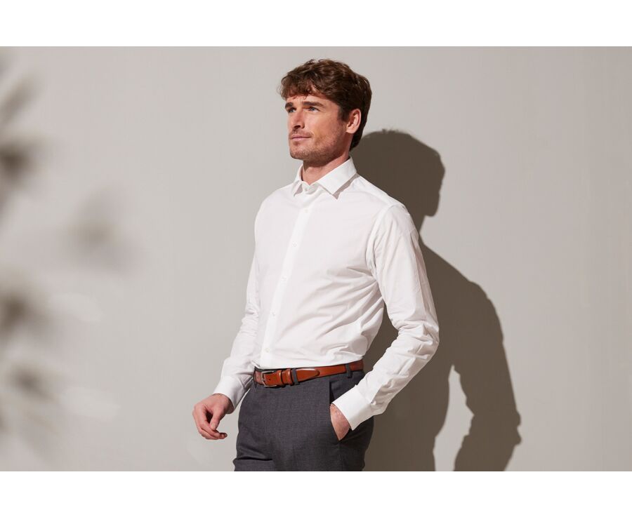 Chemise blanche coton popeline - Col français - LOUIS CLASSIC