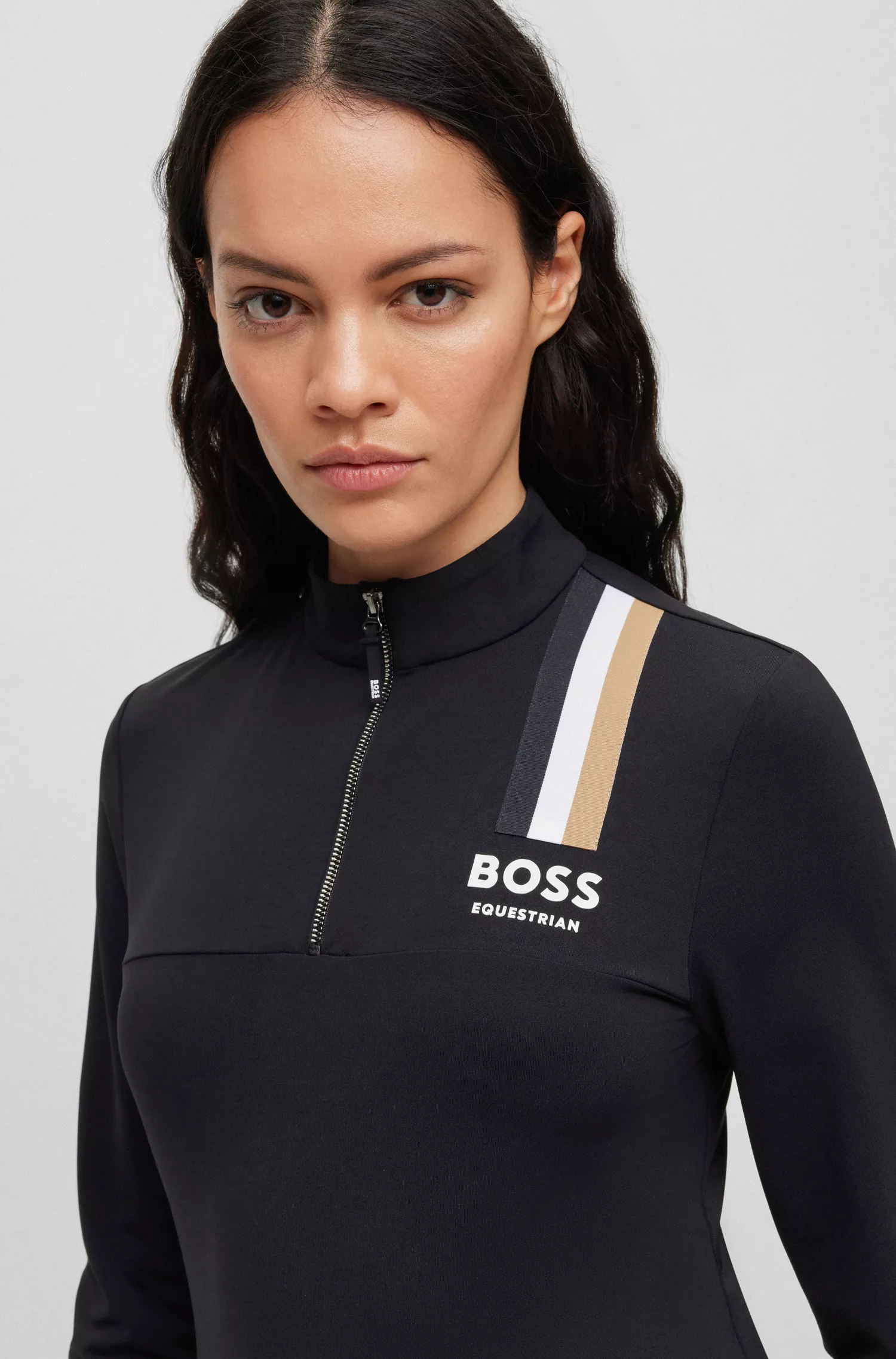 Camisa de treino BOSS Black-Equestrian slim-fit em tecido power-stretch