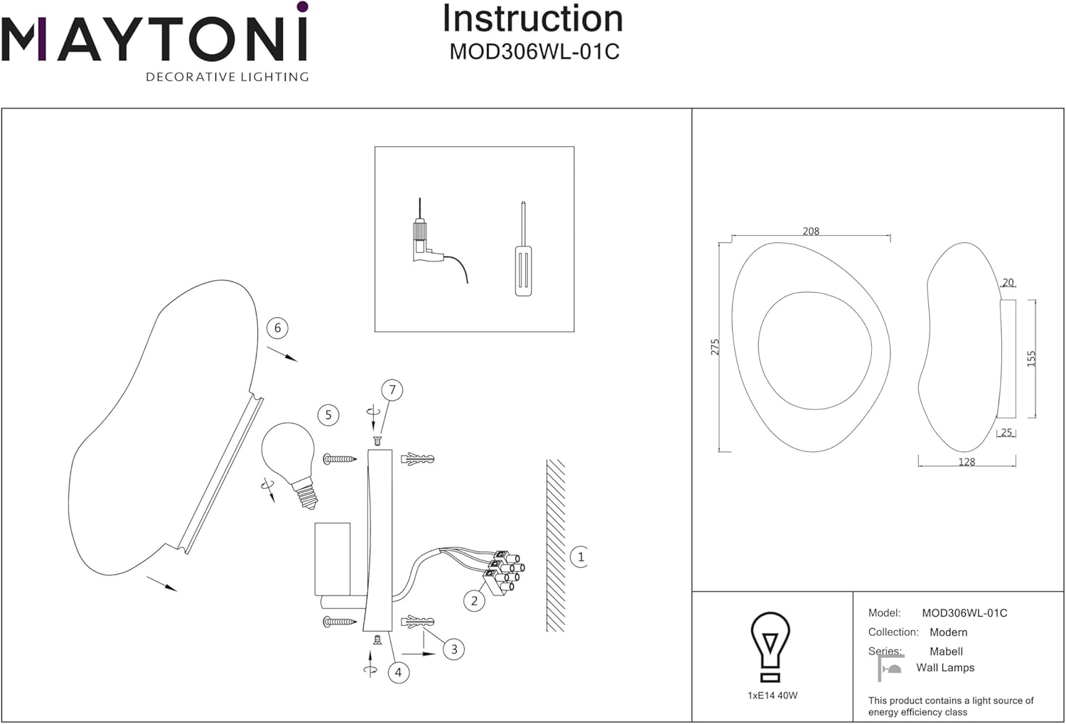 MAYTONI Mabell Wandleuchte innen – moderne Wandlampe – für LED Lampe E14 - Leuchte aus Metall - Wohnzimmerlampe, Schlafzimmerlampe, Flurlampe – Kupfer