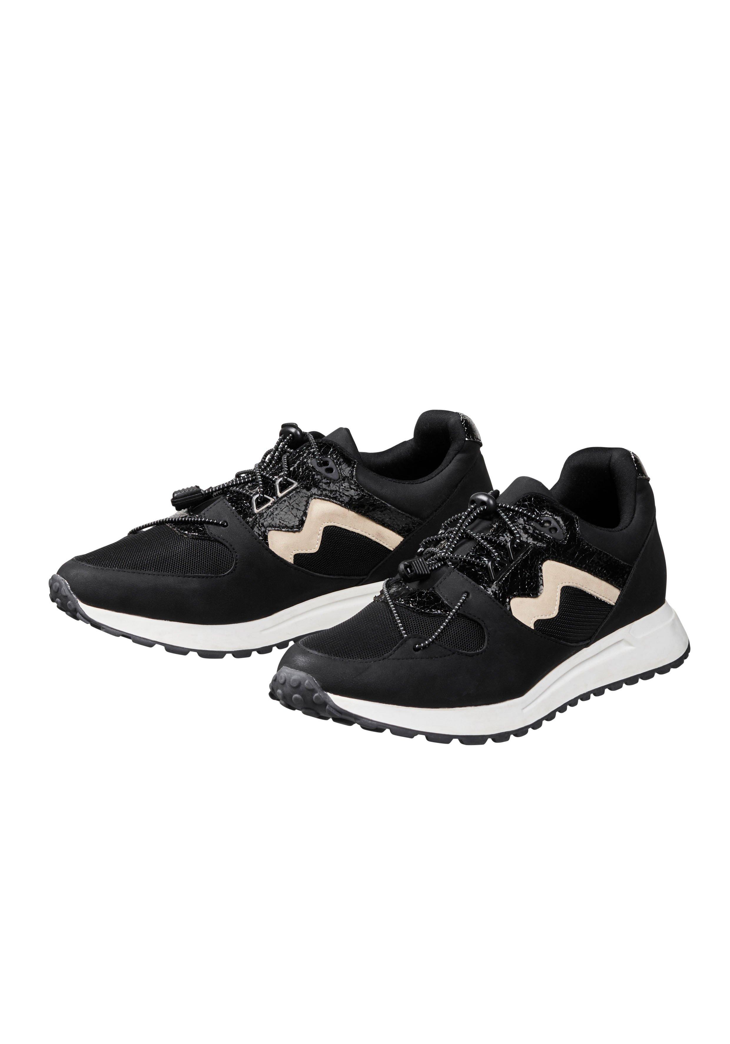 Sneaker mit Details in Glanz- und Veloursoptik