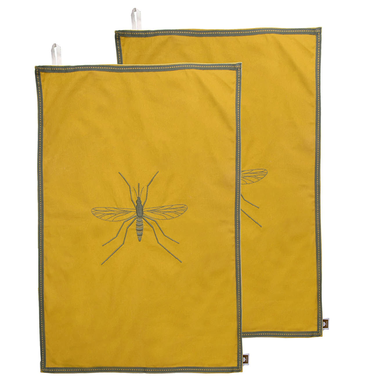 Febronie 2 Torchons en Coton Mosquito jaune/kaki - 50x75 cm
