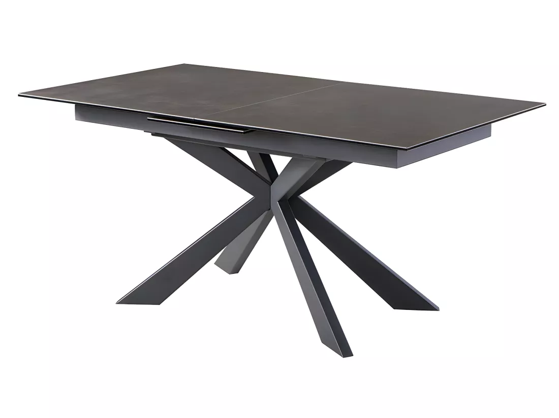 Table à manger extensible ALBINA - 6 à 8 personnes - Céramique & Verre trempé - Anthracite de Maison Céphy