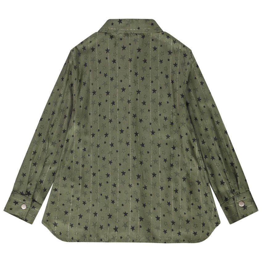 Chemise manches longues imprimé fantaisie pour fille - Kaki