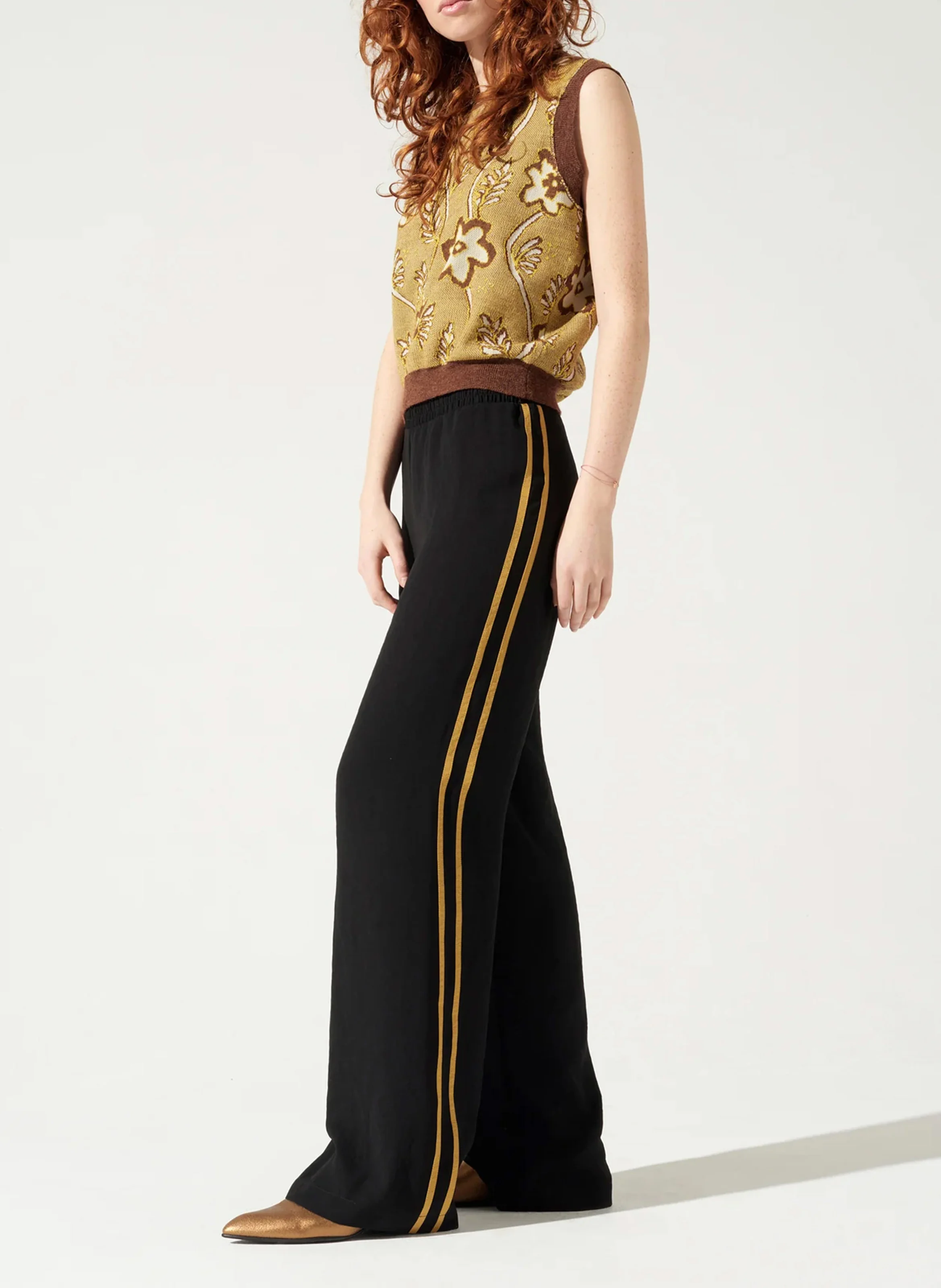 Pull sans manches en jacquard| Jaune