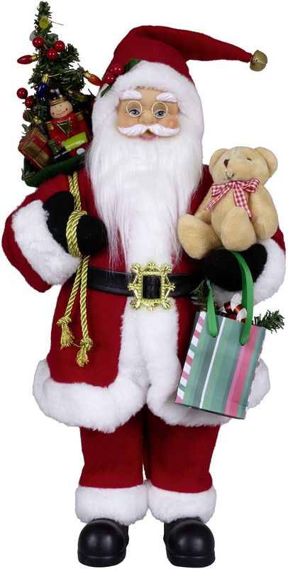 Kerstman decoratie pop Klaas - H45 cm - rood - staand - kerst beeld - kerst figuur