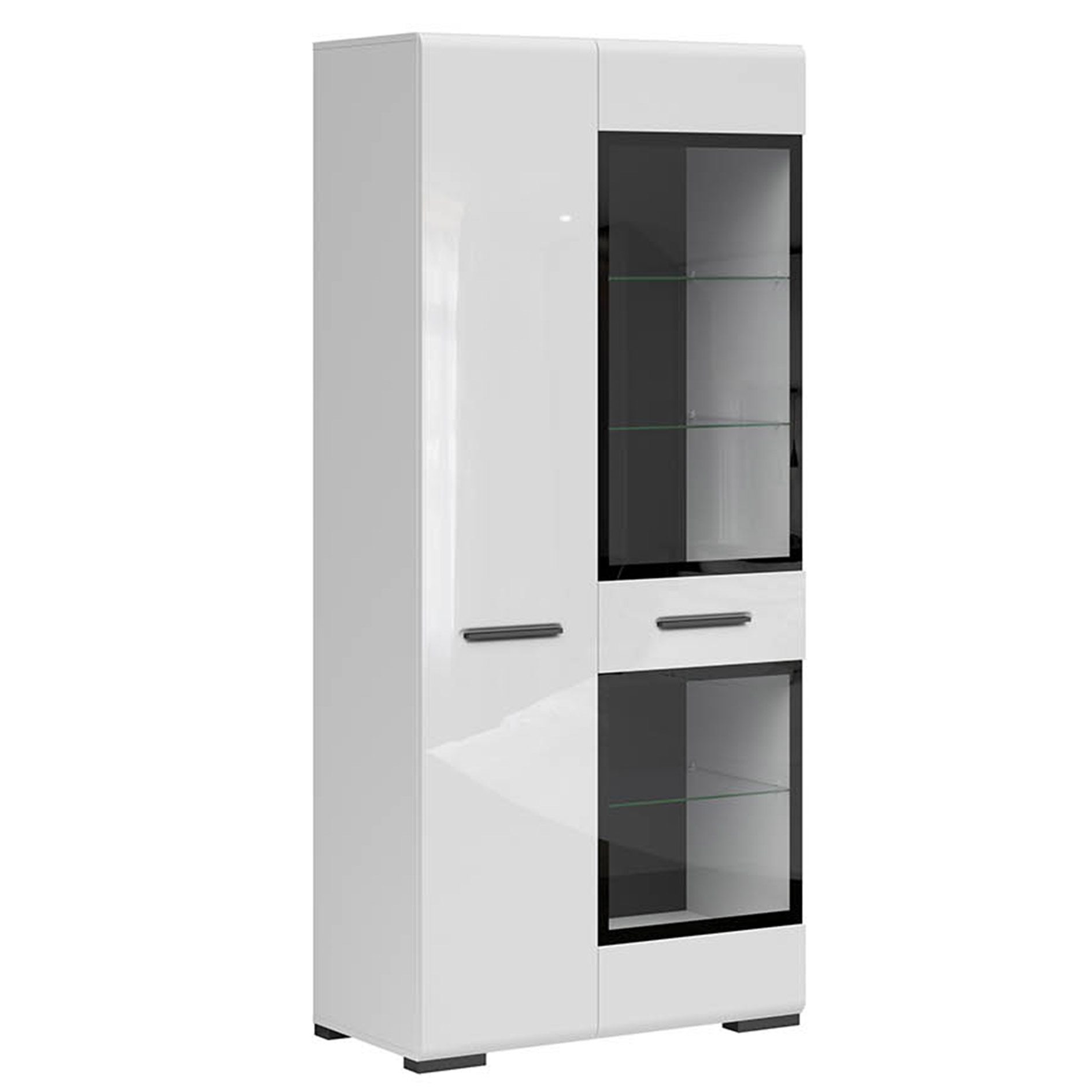 Vitrine - weiß Hochglanz - 2 Türen - 90 cm breit