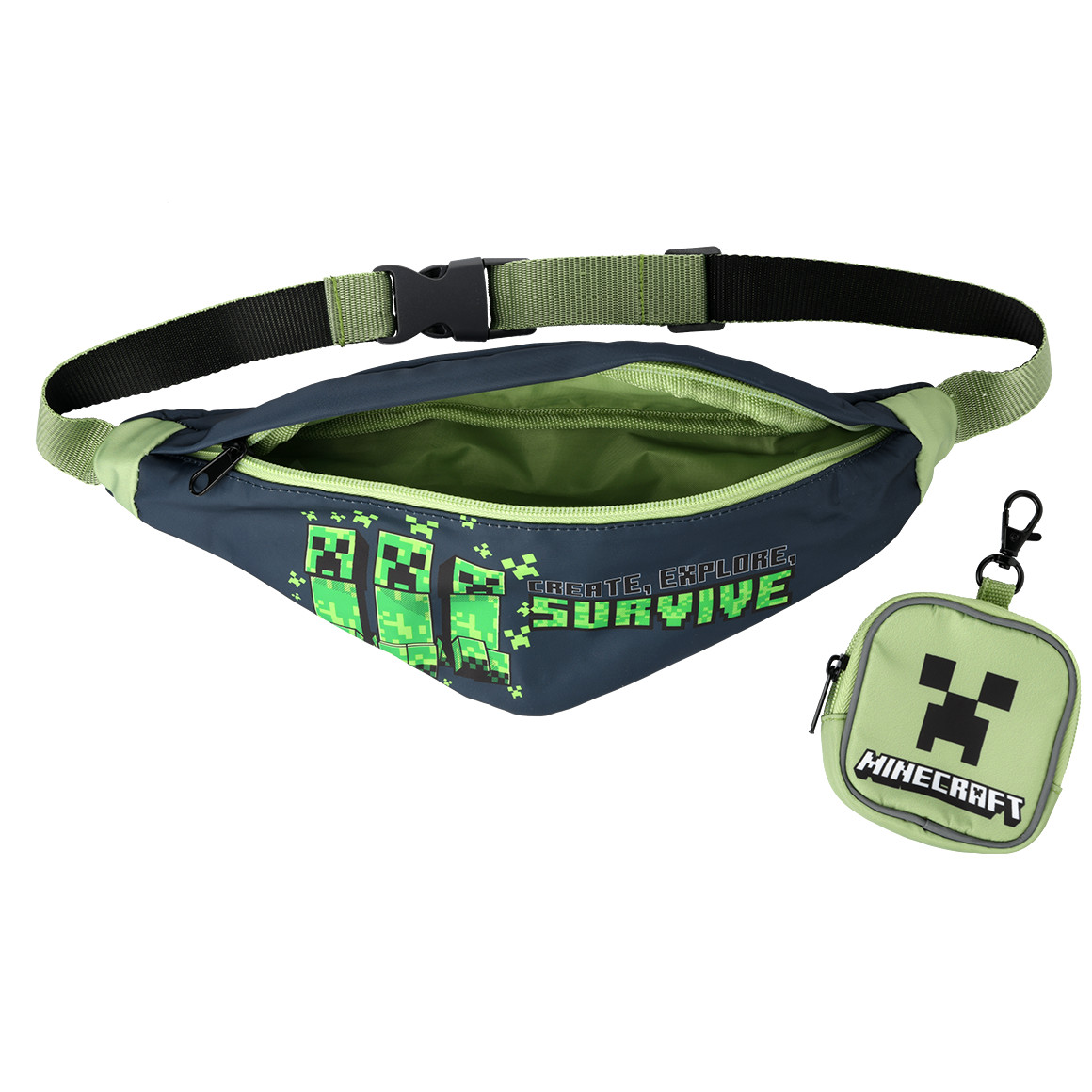 Topolino Minecraft Gürteltasche mit Reißverschluss dunkelblau / grün