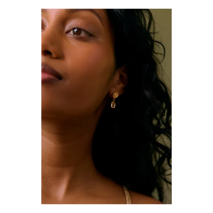 Louise Damas Boucles d’oreilles Citrine Lison | Doré