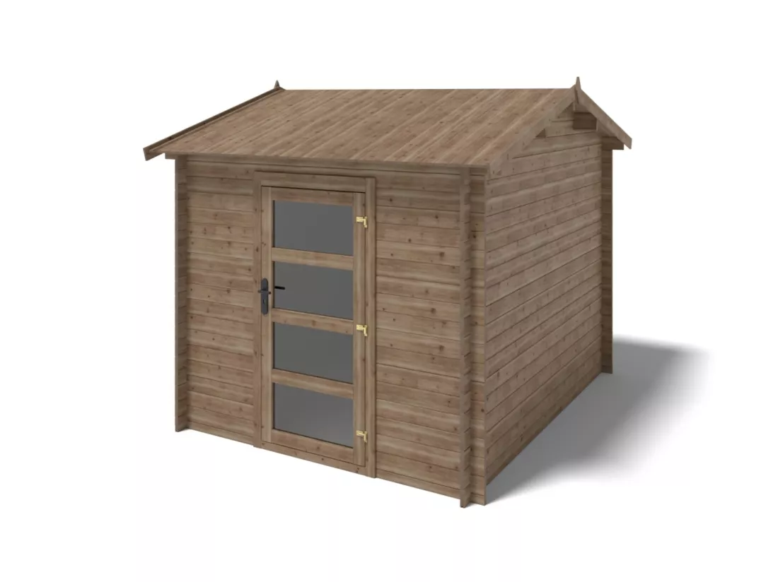 Abri de jardin en bois - 7,50m2 - 2,50x3m - Traité - Ep. 28mm - Couleur: marron - DOM675 - ALTANKA