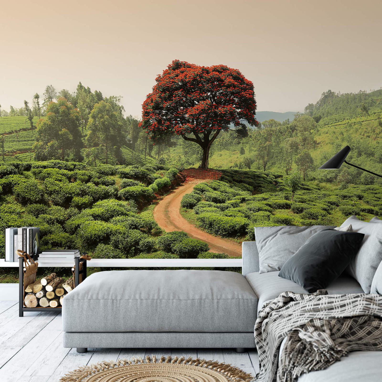 Fototapete DESIGNWALLS 2.0 - grün-rot - Landschaft - 2,6 Meter