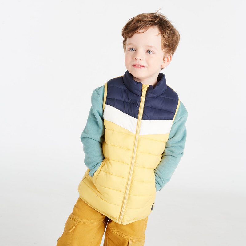 Doudoune sans manches colorblock jaune garçon