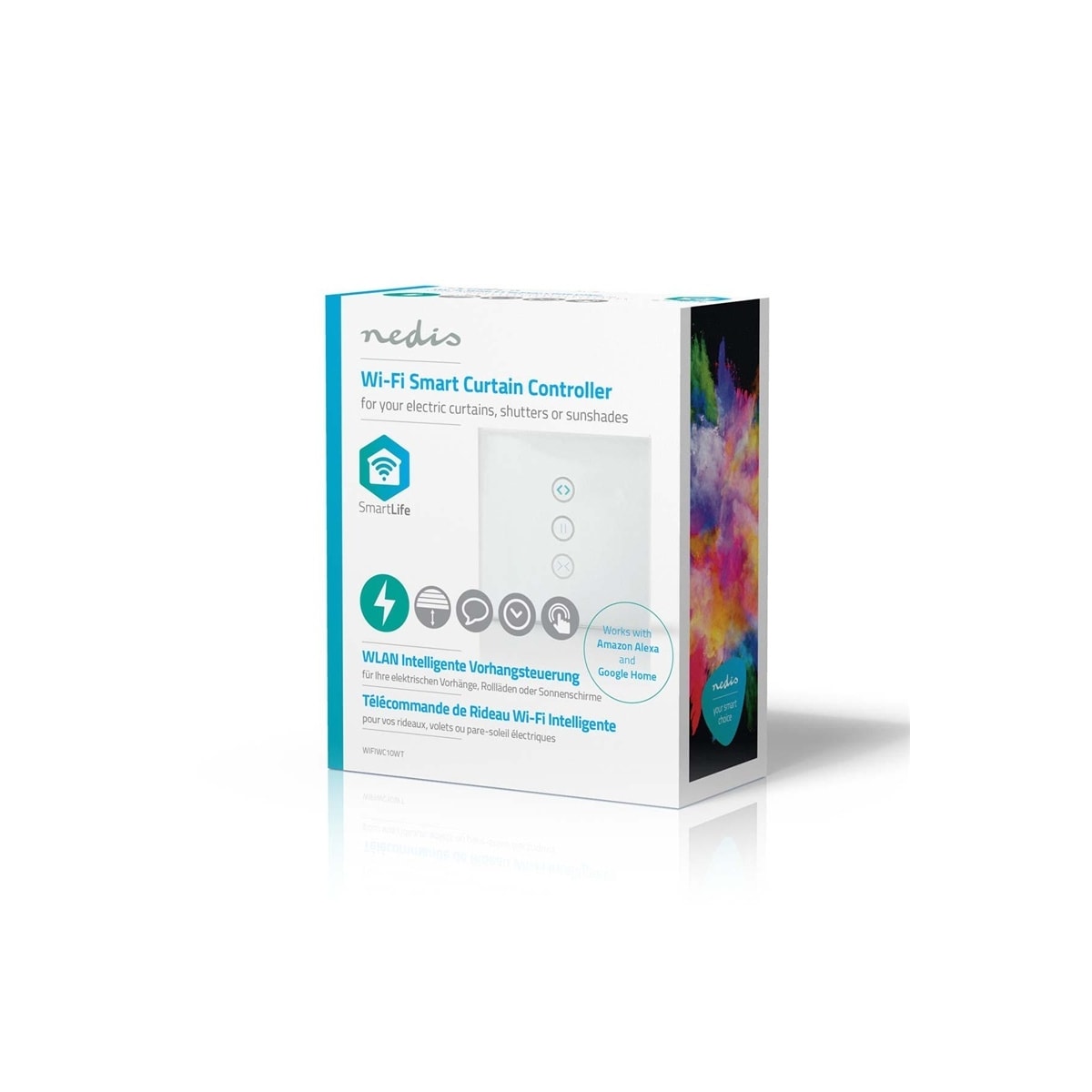Nedis SmartLife Veggbryter | Wi-Fi | Gardin / Shutter / Solskjerm | Wall Mount | 300 W | Android™ / IOS | Glass | Hvit