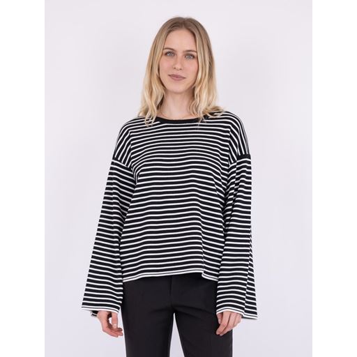 Neo Noir Enna Stripe Knit Bluse, Sort/Hvid, 36