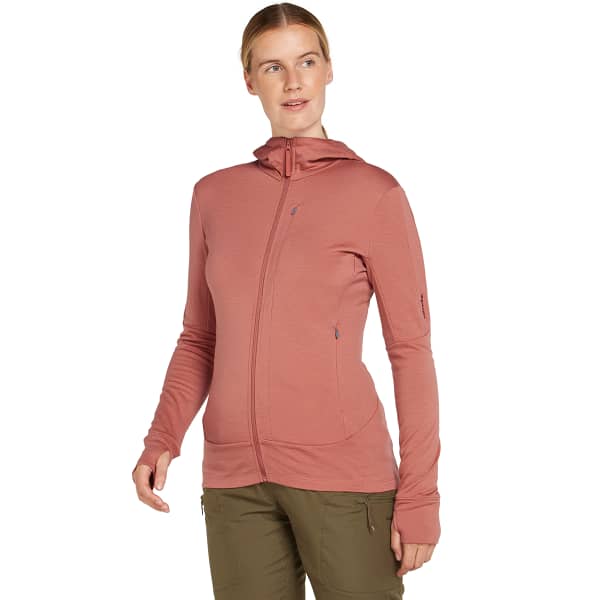 Veste polaire randonnée ICEBREAKER W 260 QUANTUM LS ZIP HOODIE CEDAR WOOD
