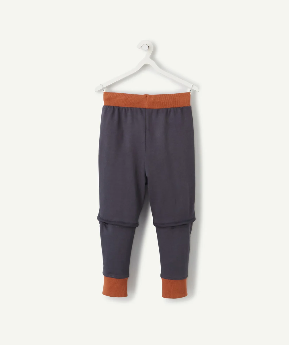 LE PANTALON JOGGING BLEU MARINE ET TERRACOTTA EN COTON PIMA