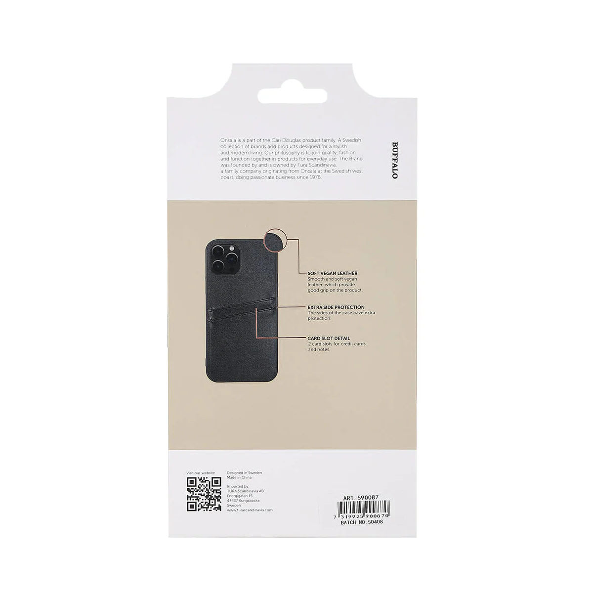 Buffalo Backcover iPhone 12/12 Pro deksel (sort)