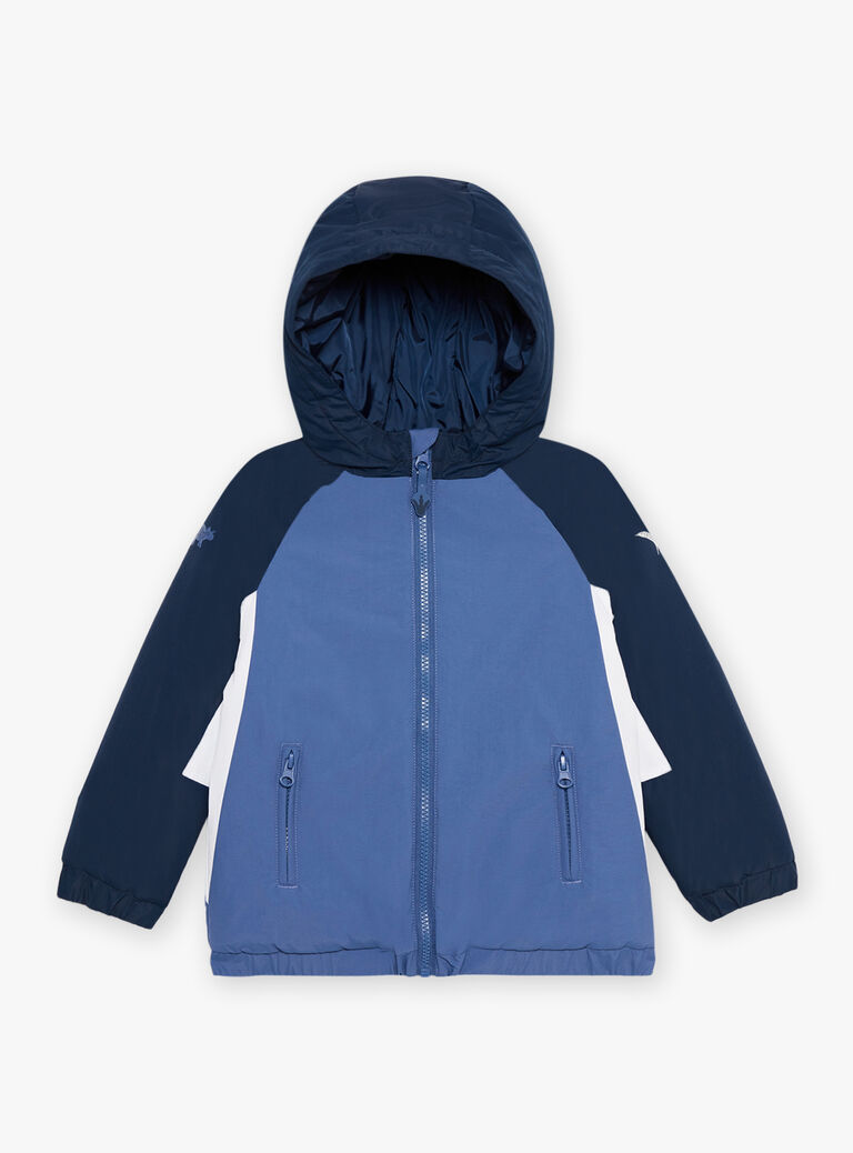 Blouson bleu gris à capuche