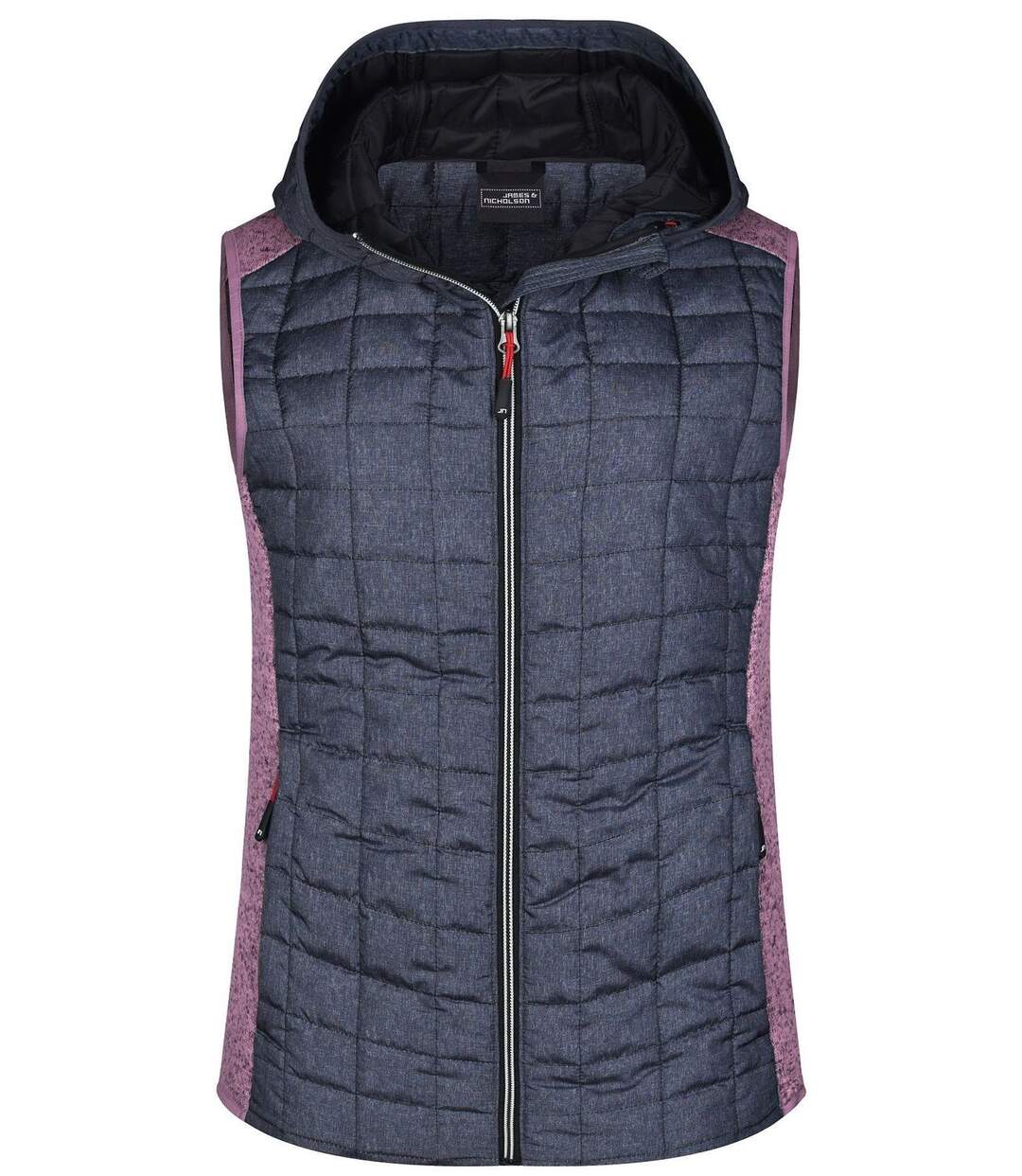 Veste tricot matelassée sans manches - femme - JN767 - gris foncé et rose