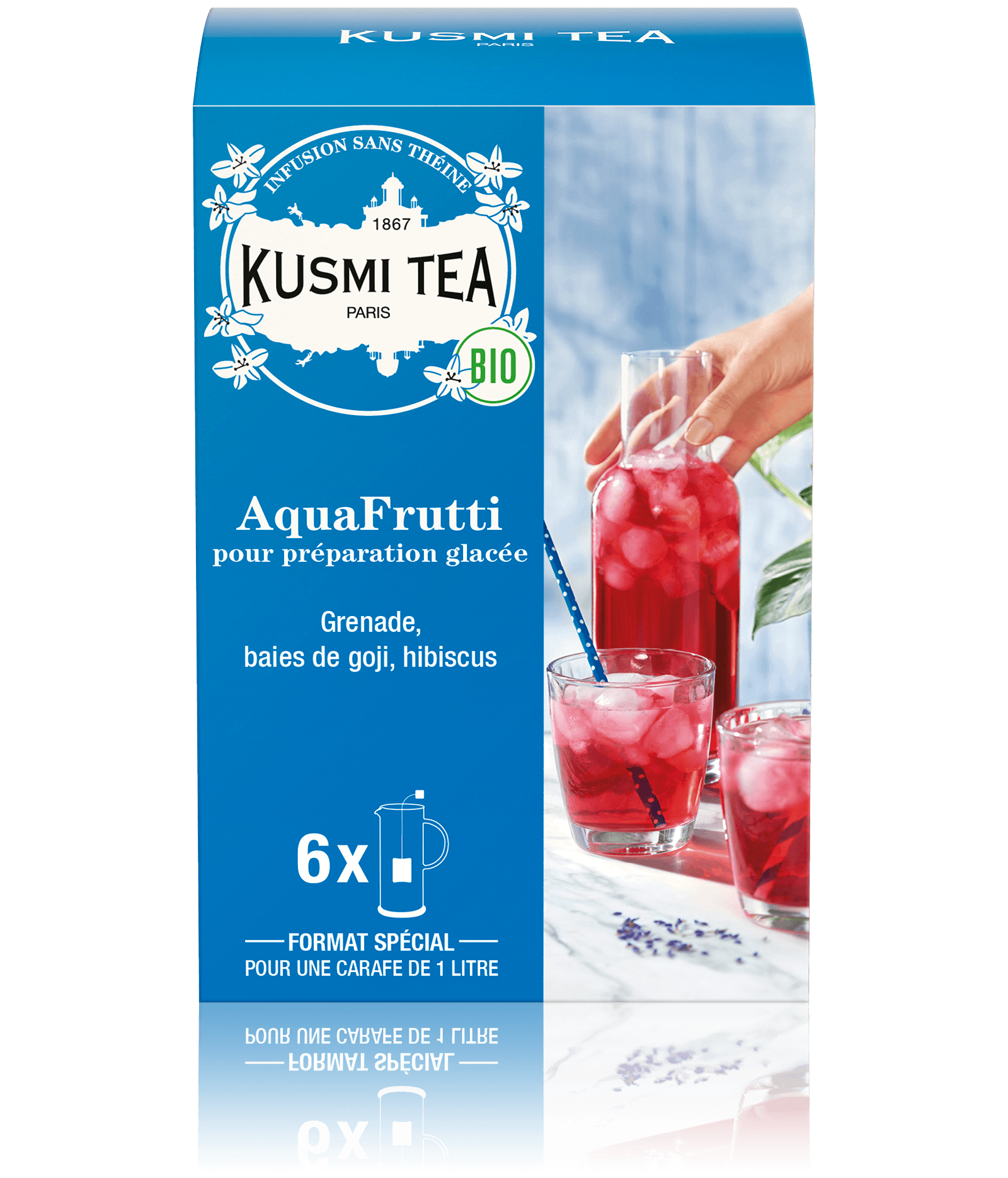 AquaFrutti-Infusion hibiscus, baies de goji Boîte de 6 grands sachets