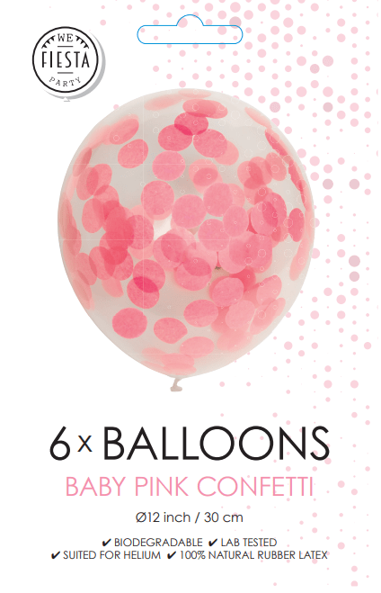 Confetti Ballonnen Lichtroze 30cm 6st