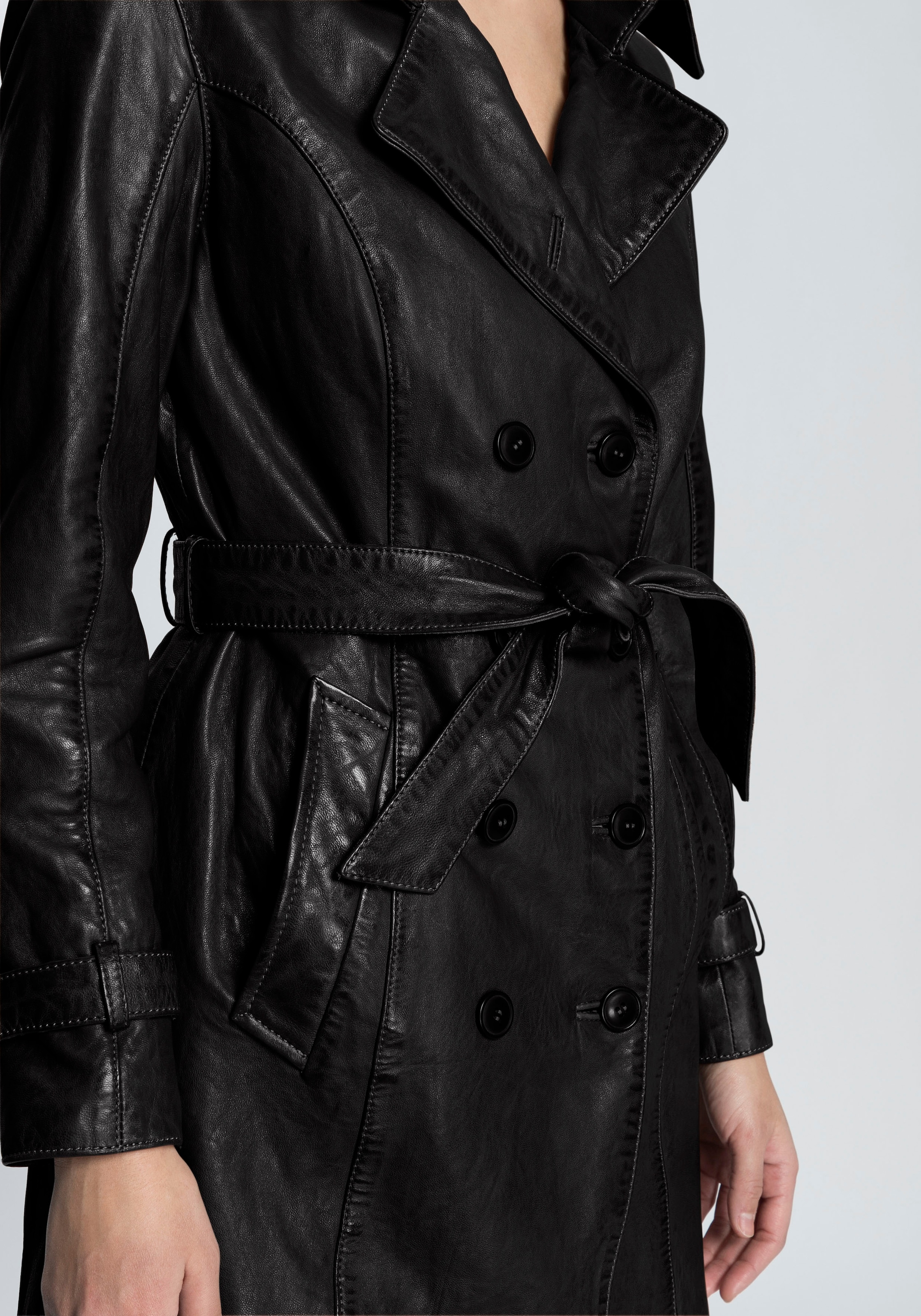 Mauritius Ledermantel »GWTaresa«, 2 Stk. Leder-Trenchcoat mit Bindegürtel