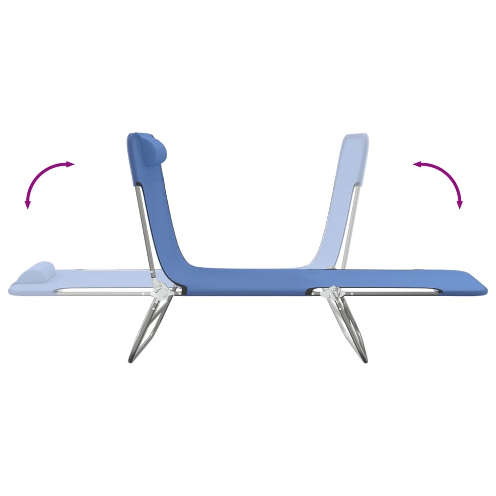 Chaises longues pliables 2 pcs bleu textilène et acier