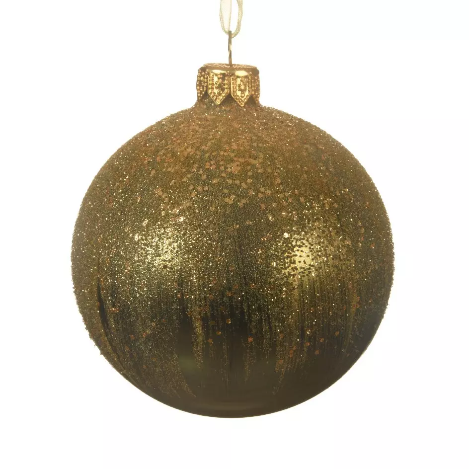 Lot de 6 boules de Noël (D80 mm) en verre Givre Vert sapin