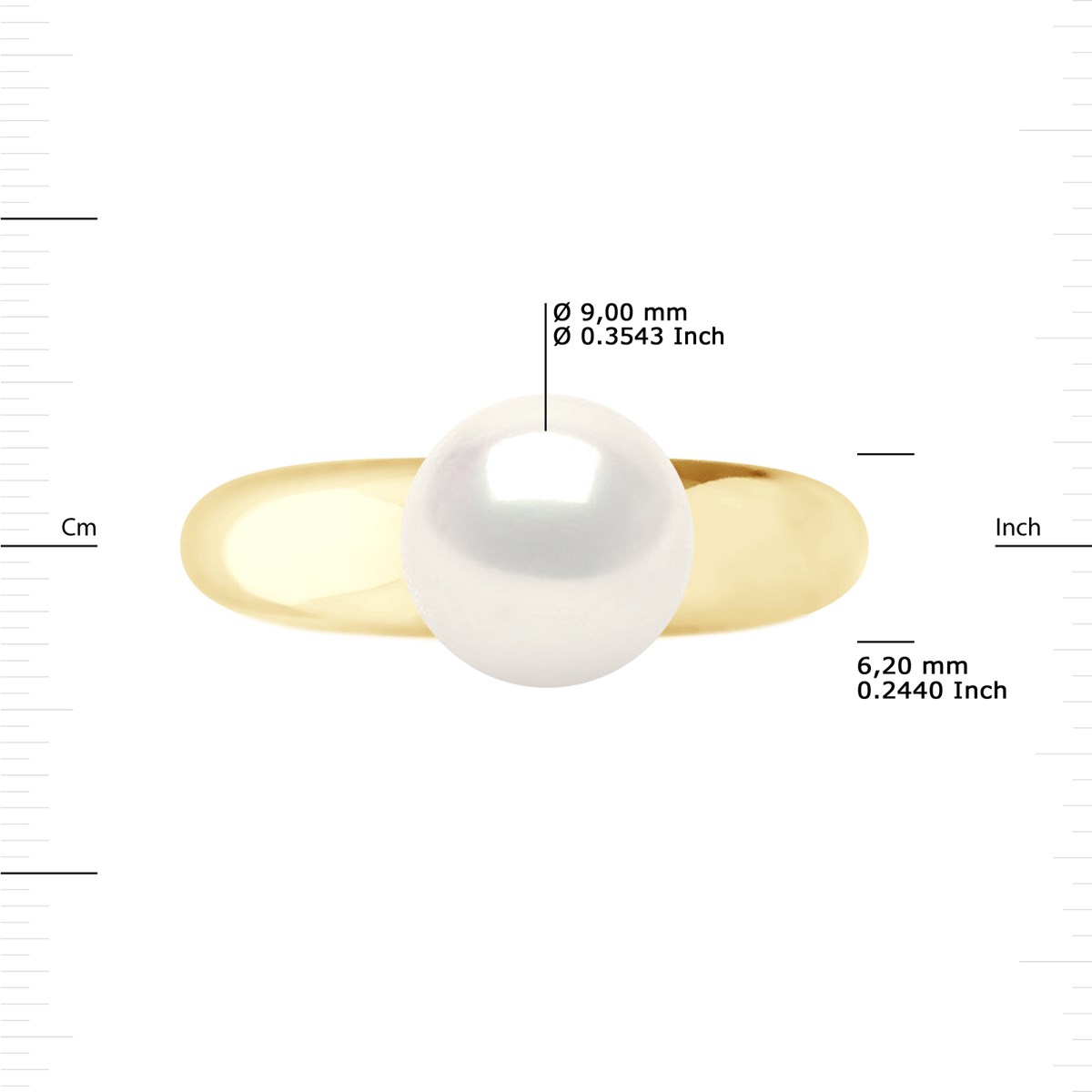 Bague Stella Jonc Perles d'Eau Douce 9-10 mm - Or Jaune