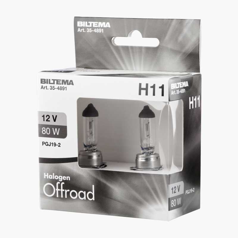 Halogenpære Offroad H11, 12 V, 80 W, 2 stk.