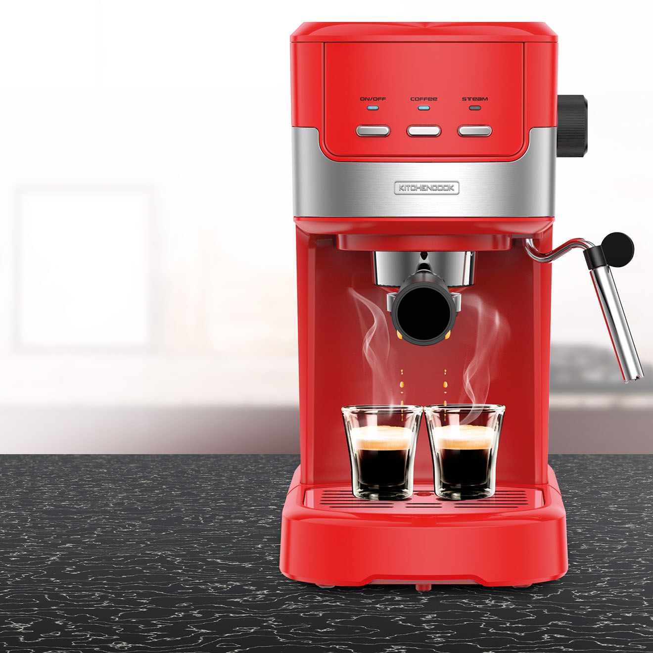 Kitchencook Machine à Expresso Moulu Et Dosette rouge - 43.5x39x37 cm