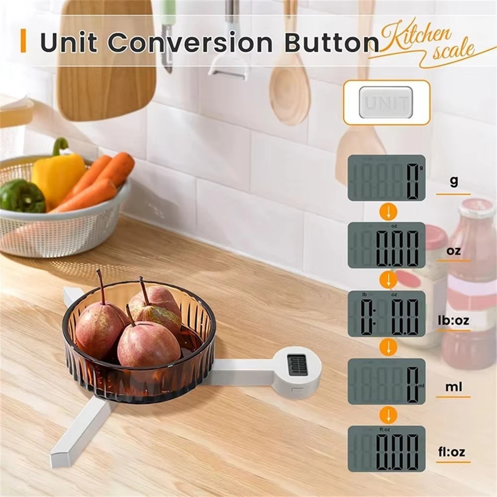 Faltbare Digital Küchenwaage Platzsparende Waage mit LCD Display (inkl. CR2032 Batterie) - Schwarz